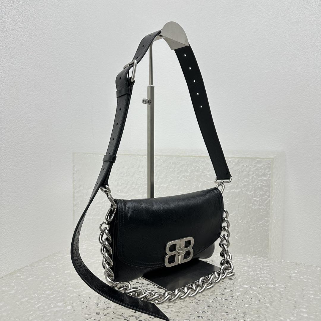 Balenciaga BB Soft Small Flap Bag In Black - DopestKickz