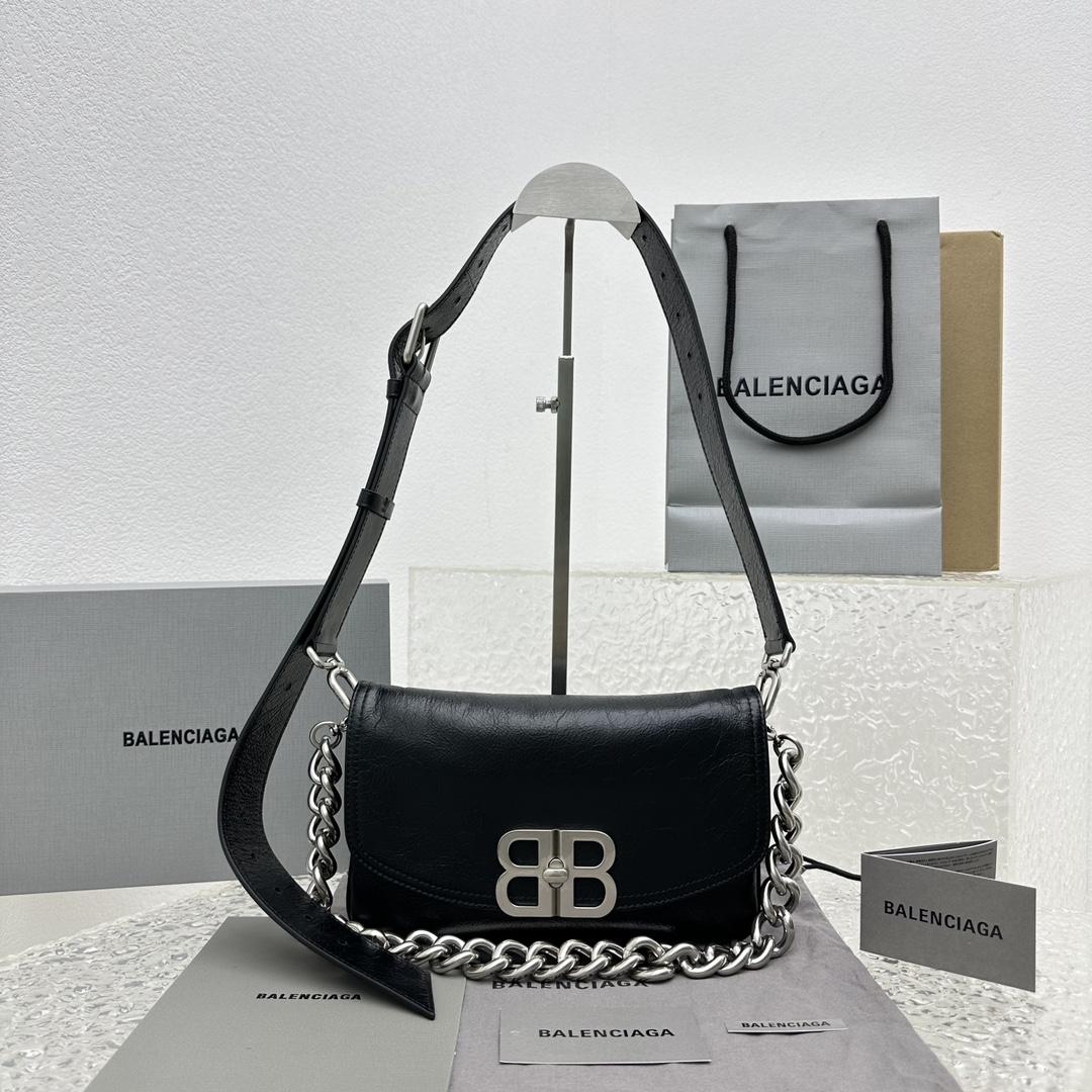 Balenciaga BB Soft Small Flap Bag In Black - DopestKickz
