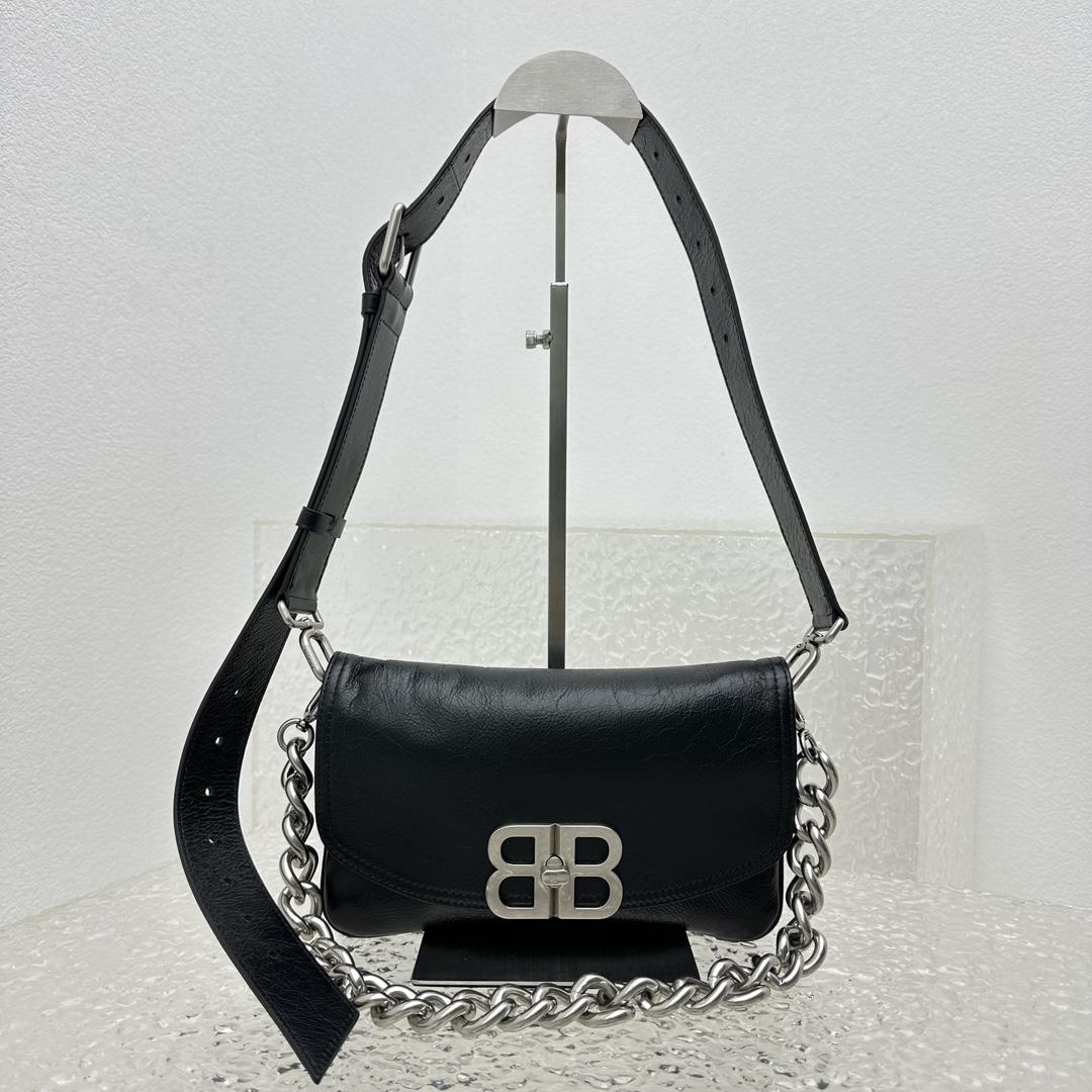 Balenciaga BB Soft Small Flap Bag In Black - DopestKickz