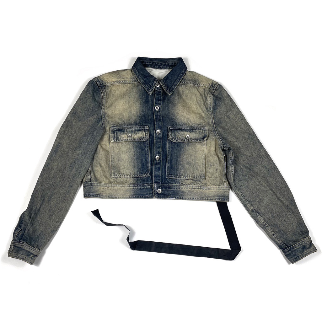 Rick Owens Cropped Denim Jacket - DopestKickz