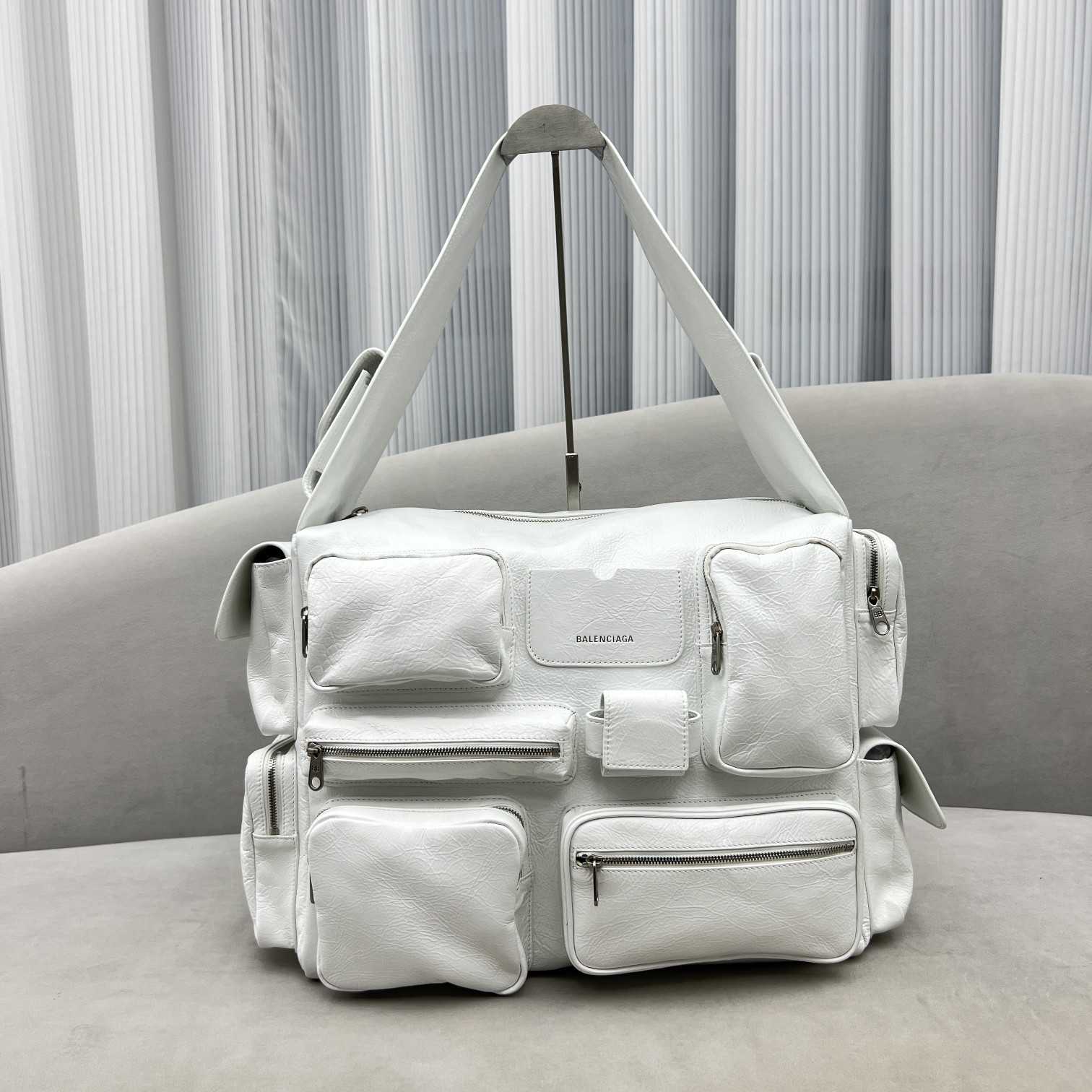 Balenciaga Superbusy Large Sling Bag In White - DopestKickz