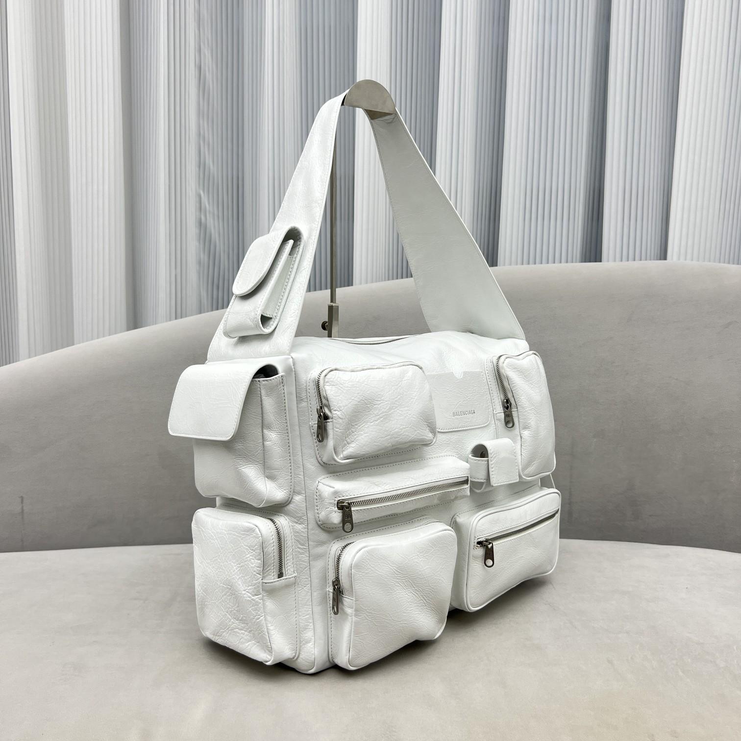 Balenciaga Superbusy Large Sling Bag In White - DopestKickz