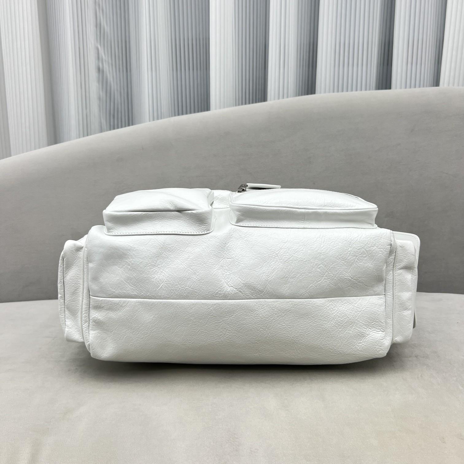 Balenciaga Superbusy Large Sling Bag In White - DopestKickz