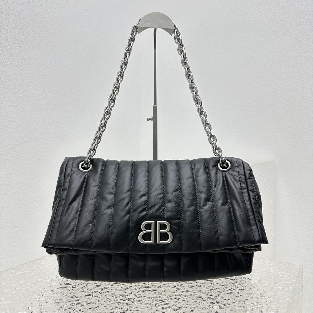Balenciaga Monaco Large Chain Bag In Black (43.5x32x13cm) - DopestKickz
