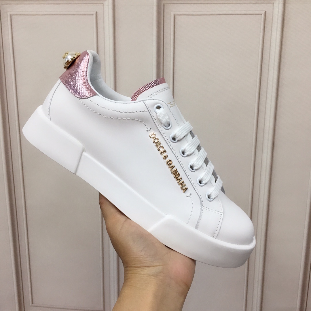 Dolce & Gabbana White Portofino Trainers With Pearl - DopestKickz