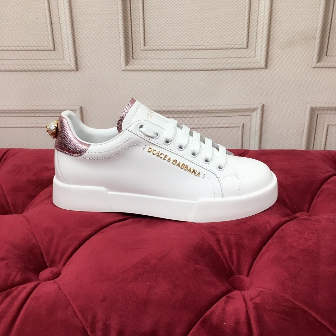 Dolce & Gabbana White Portofino Trainers With Pearl - DopestKickz