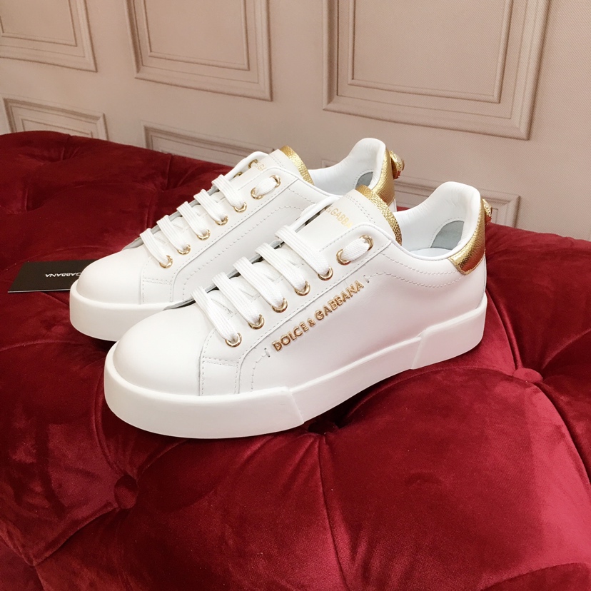 Dolce & Gabbana White Portofino Trainers With Pearl - DopestKickz