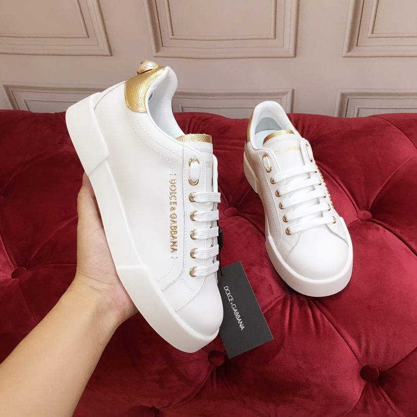 Dolce & Gabbana White Portofino Trainers With Pearl - DopestKickz