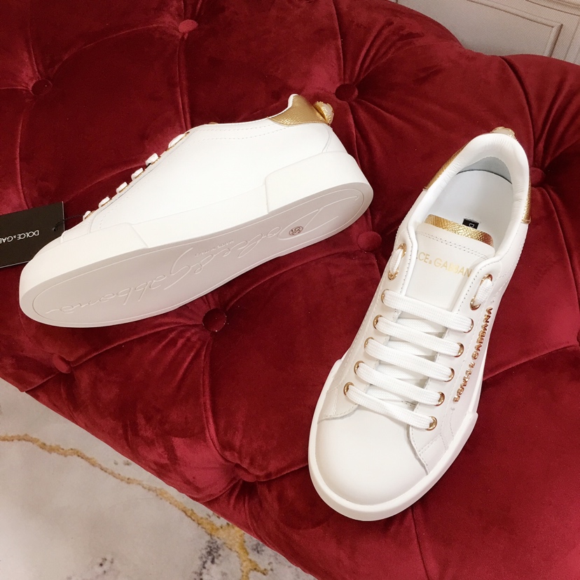 Dolce & Gabbana White Portofino Trainers With Pearl - DopestKickz