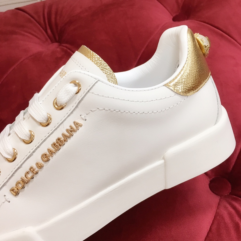 Dolce & Gabbana White Portofino Trainers With Pearl - DopestKickz