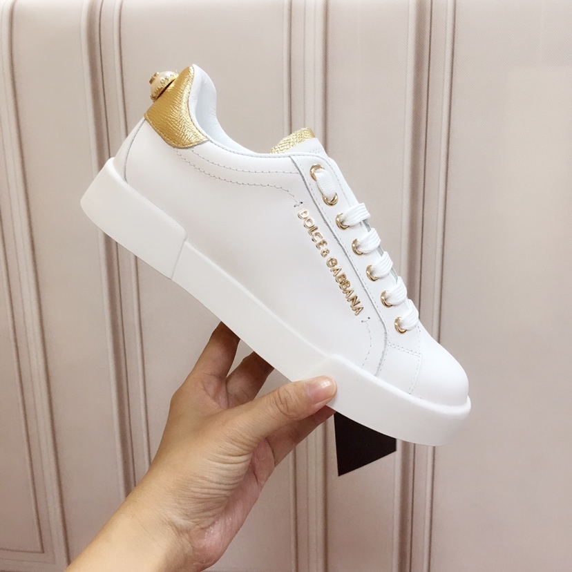 Dolce & Gabbana White Portofino Trainers With Pearl - DopestKickz