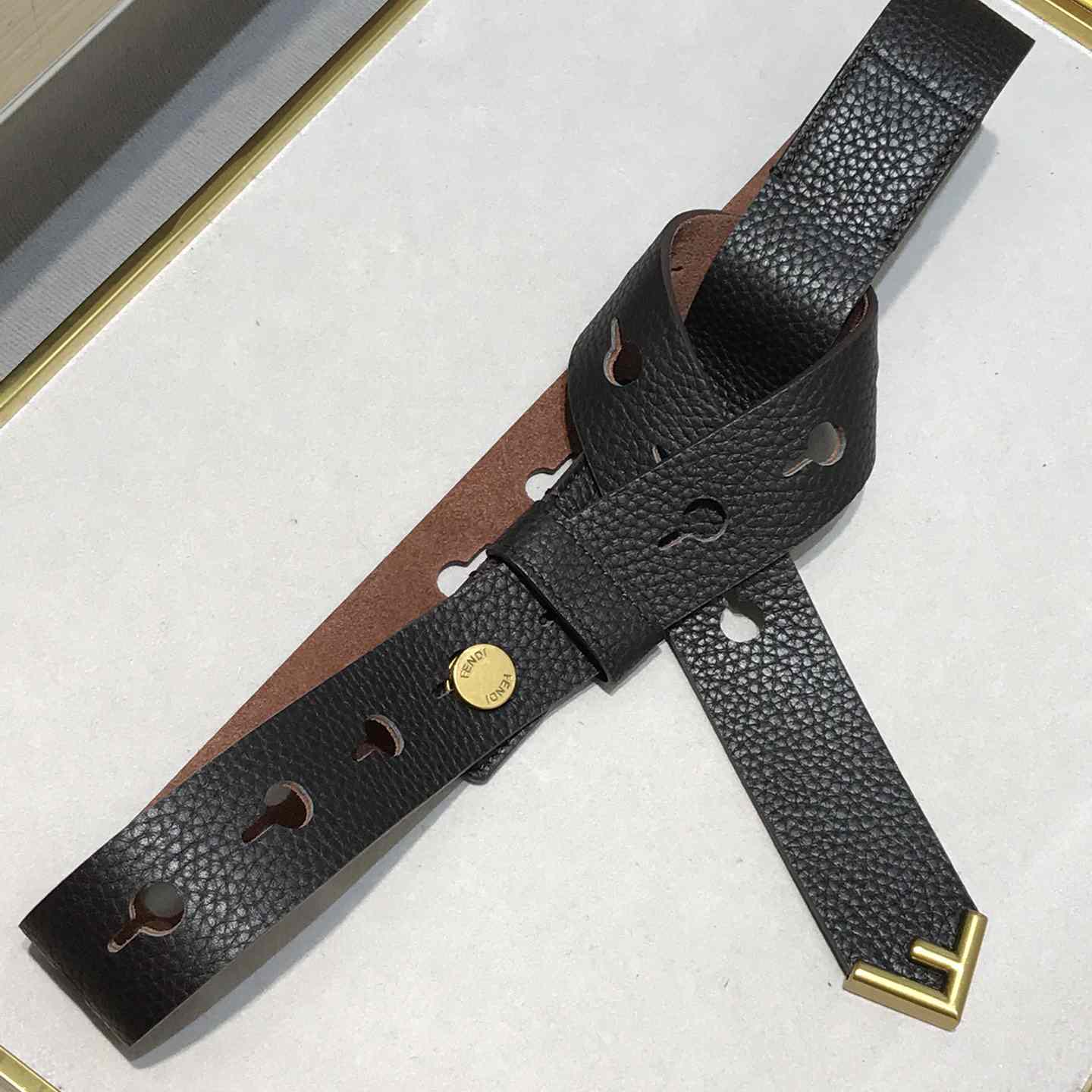 Fendi Women Long Tie Belt With F-Shaped Tip - DopestKickz