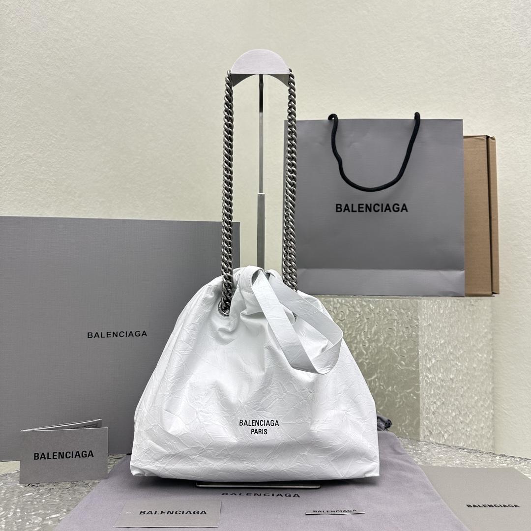 Balenciaga Crush Small Tote Bag In White(27X10X32CM) - DopestKickz