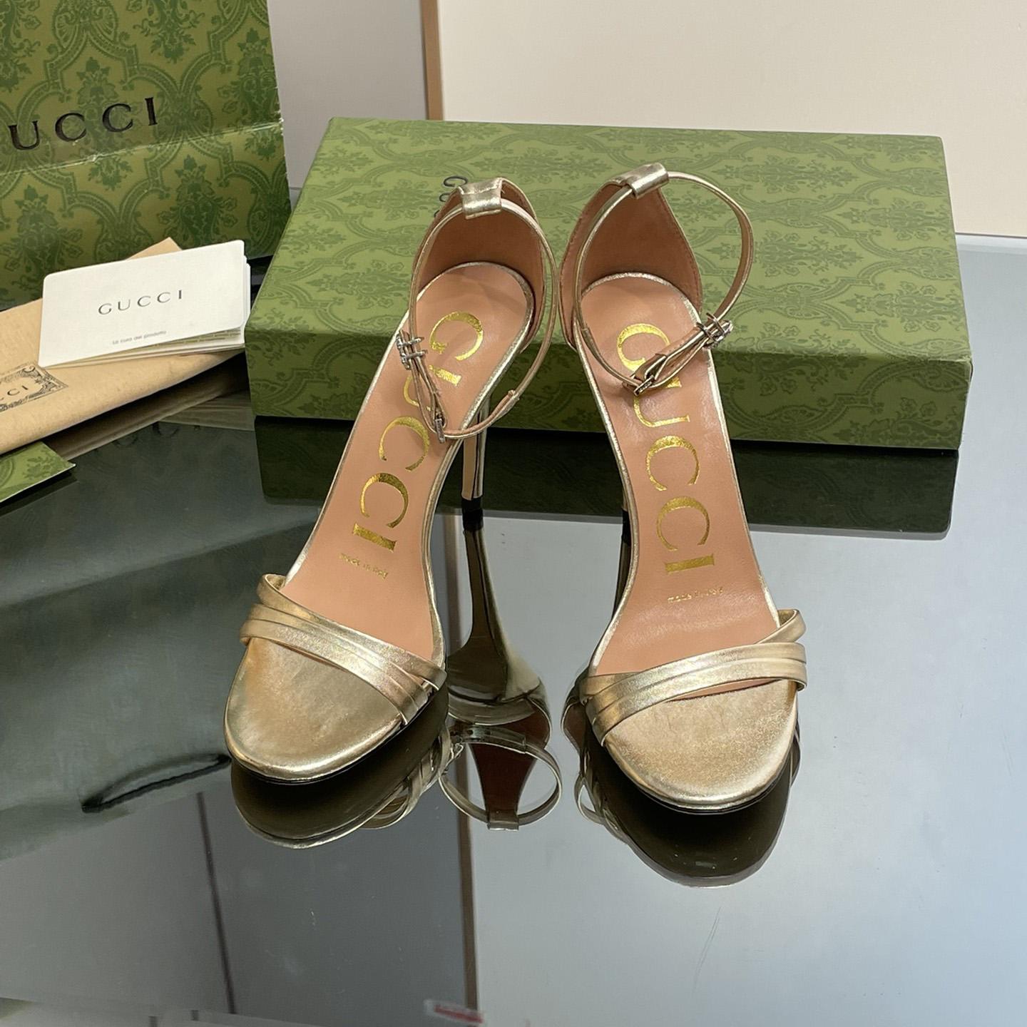 Gucci Women's Heeled Metallic Sandal - DopestKickz