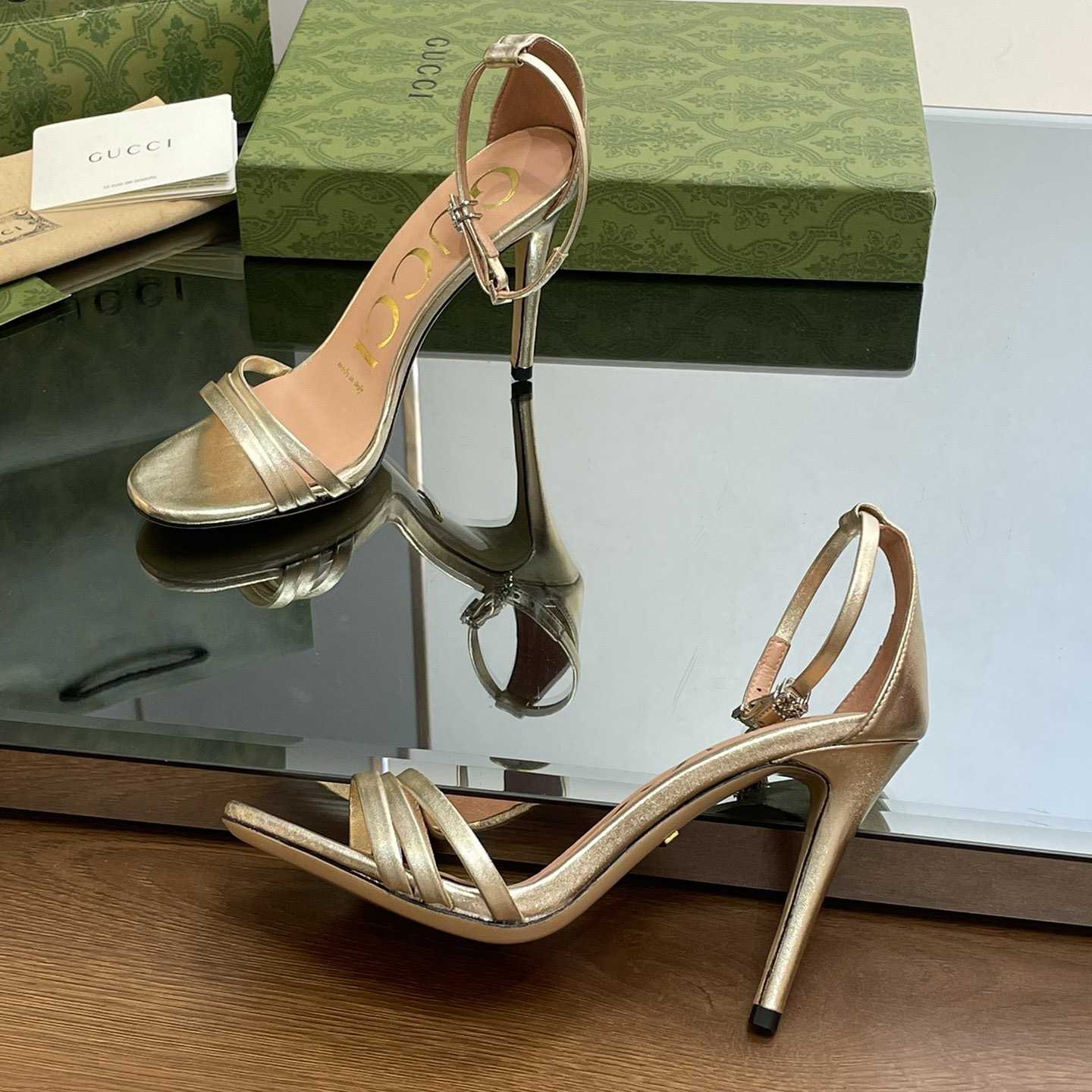 Gucci Women's Heeled Metallic Sandal - DopestKickz