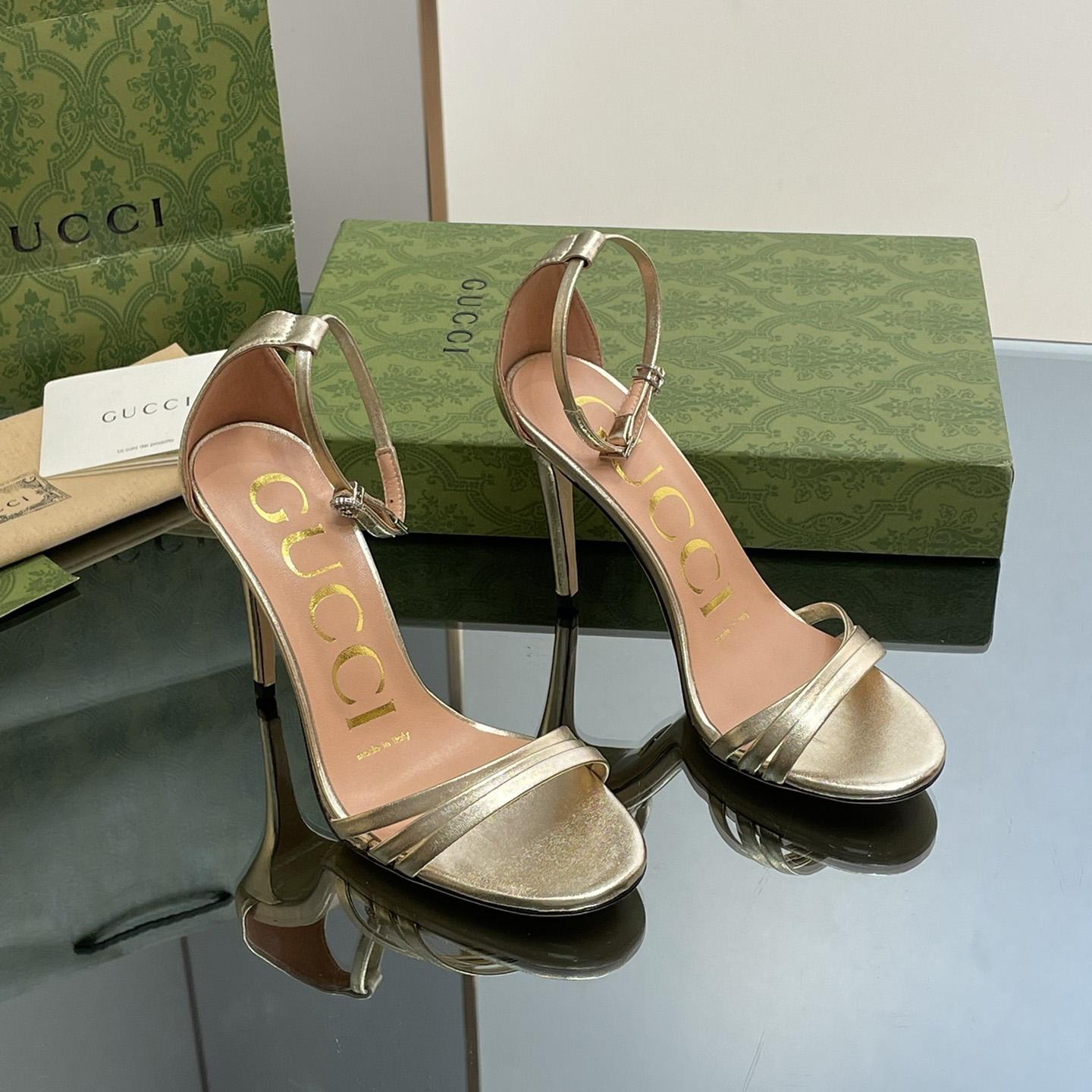 Gucci Women's Heeled Metallic Sandal - DopestKickz