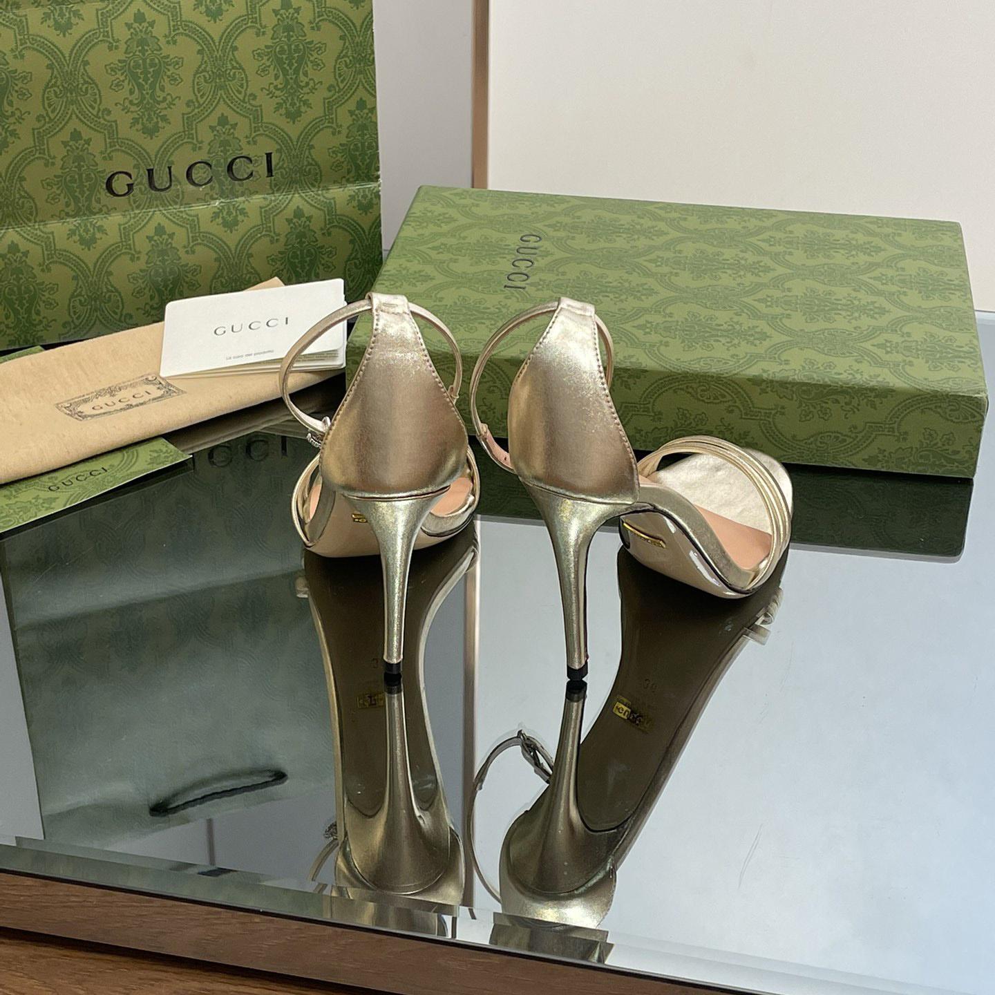 Gucci Women's Heeled Metallic Sandal - DopestKickz