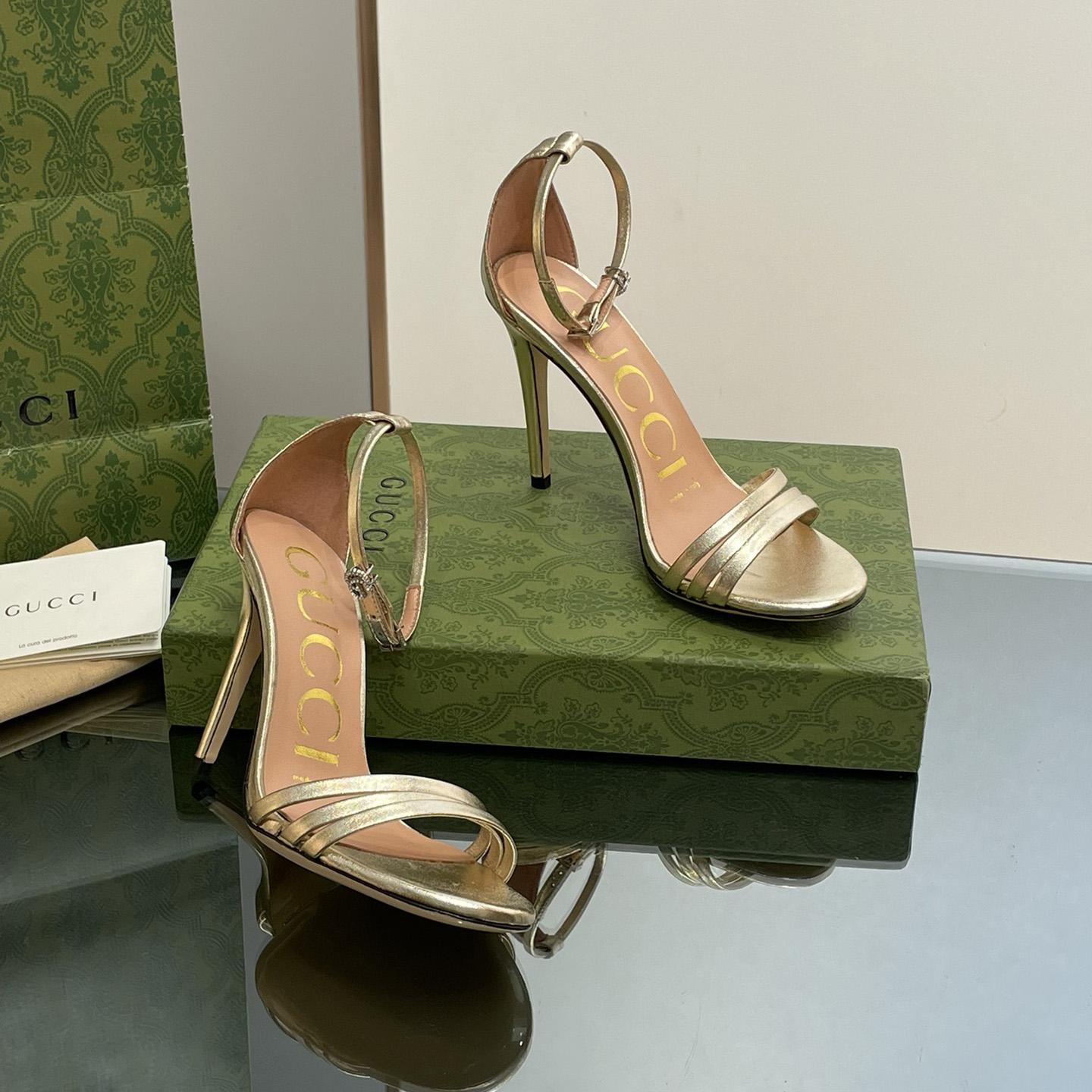 Gucci Women's Heeled Metallic Sandal - DopestKickz