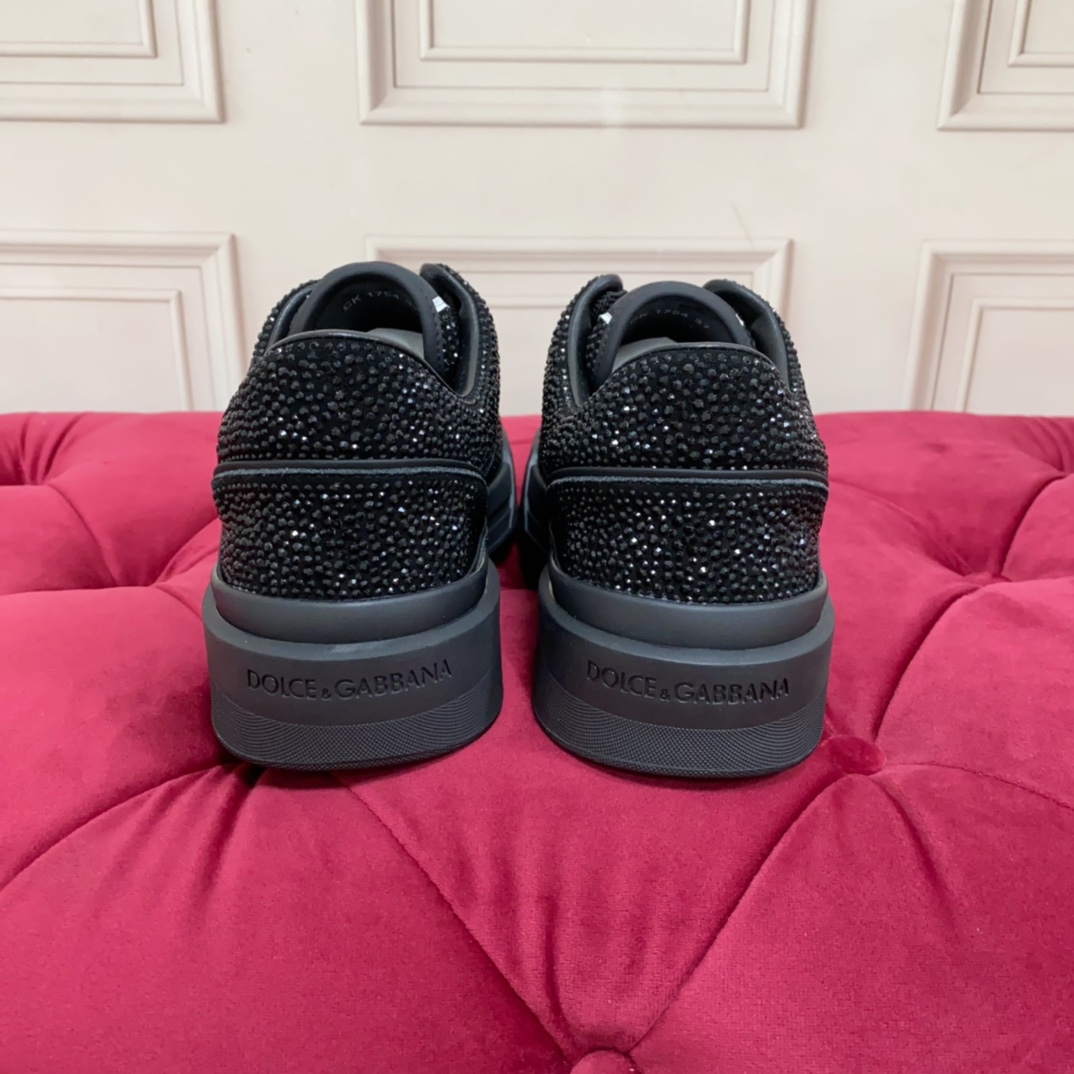 Dolce & Gabbana Crystal-embellished Leather Sneakers - DopestKickz