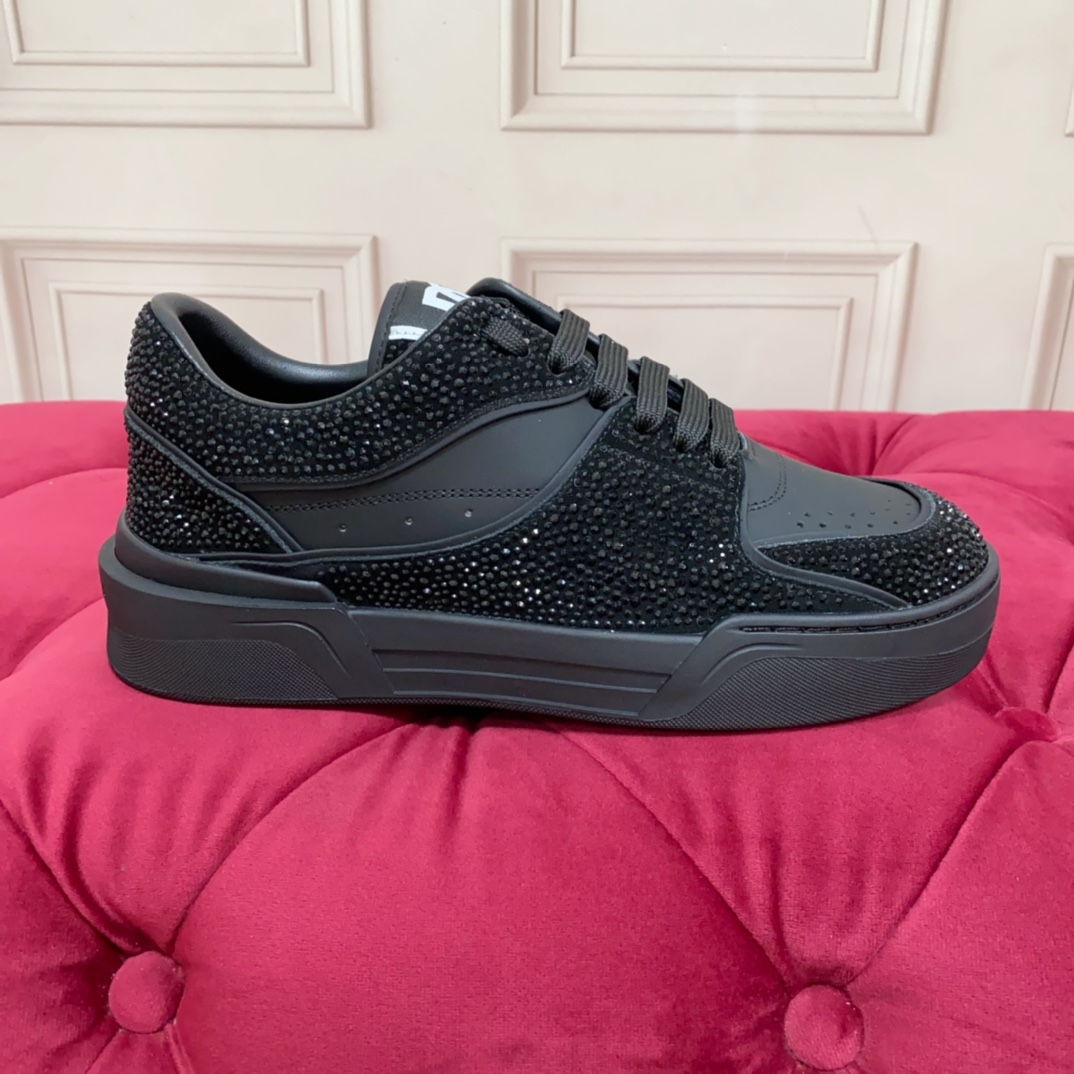 Dolce & Gabbana Crystal-embellished Leather Sneakers - DopestKickz