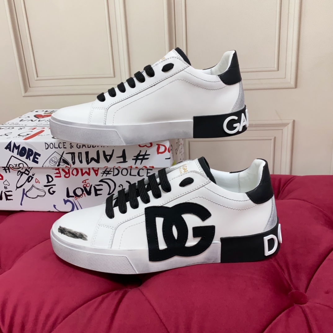 Dolce & Gabbana Portofino Vintage Calfskin Sneakers - DopestKickz