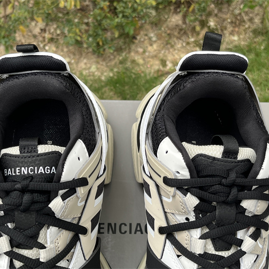 Balenciaga Track Sneaker In Beige And Black Mesh And Nylon - DopestKickz