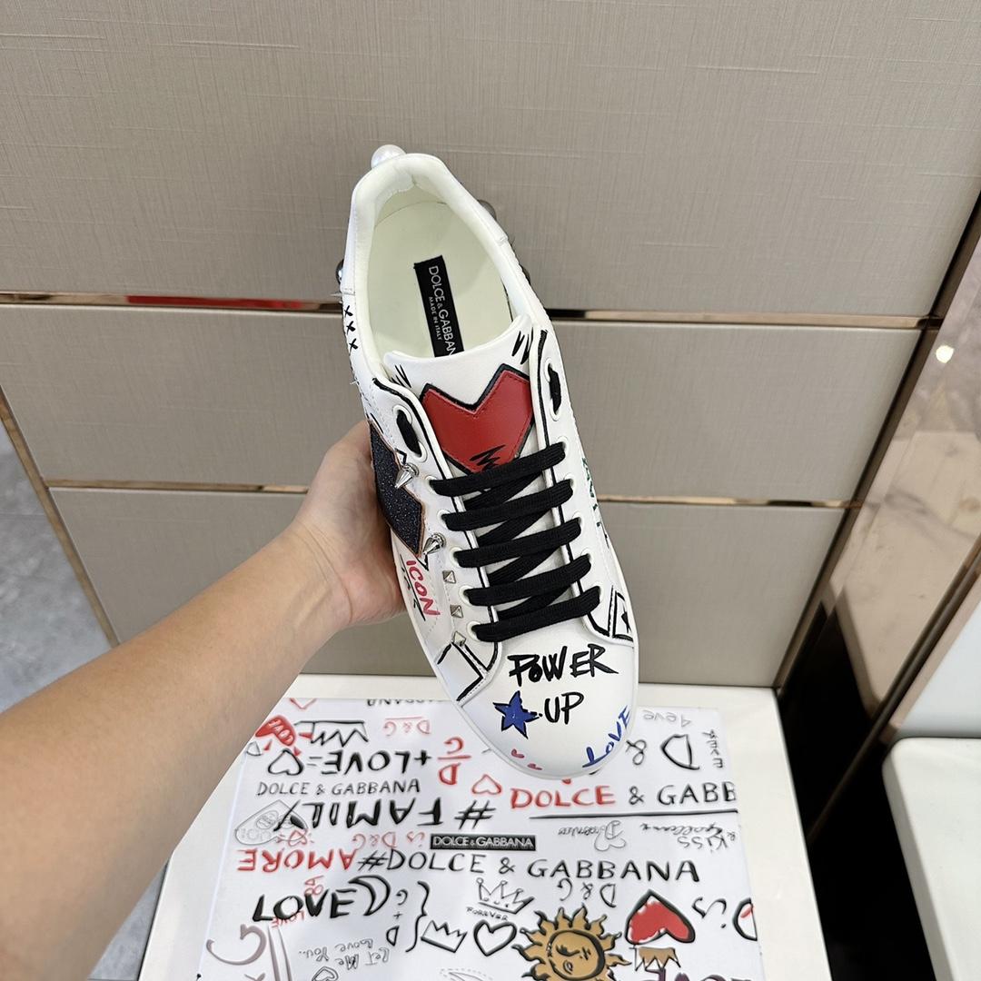 Dolce & Gabbana Printed Calfskin Portofino Sneakers - DopestKickz