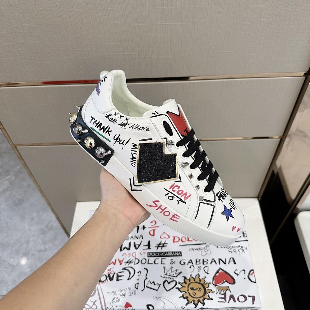 Dolce & Gabbana Printed Calfskin Portofino Sneakers - DopestKickz