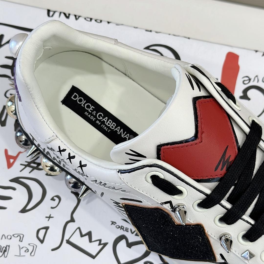 Dolce & Gabbana Printed Calfskin Portofino Sneakers - DopestKickz