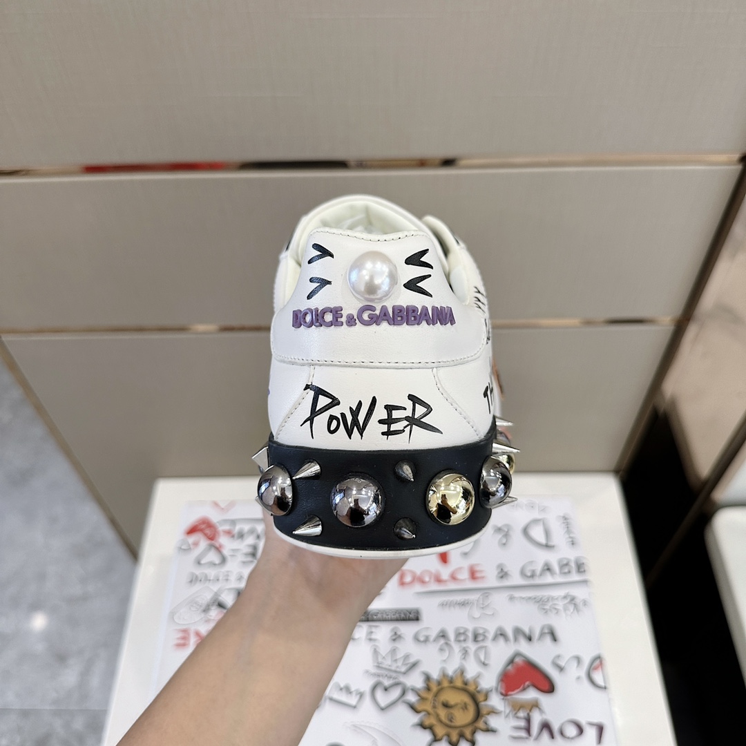 Dolce & Gabbana Printed Calfskin Portofino Sneakers - DopestKickz