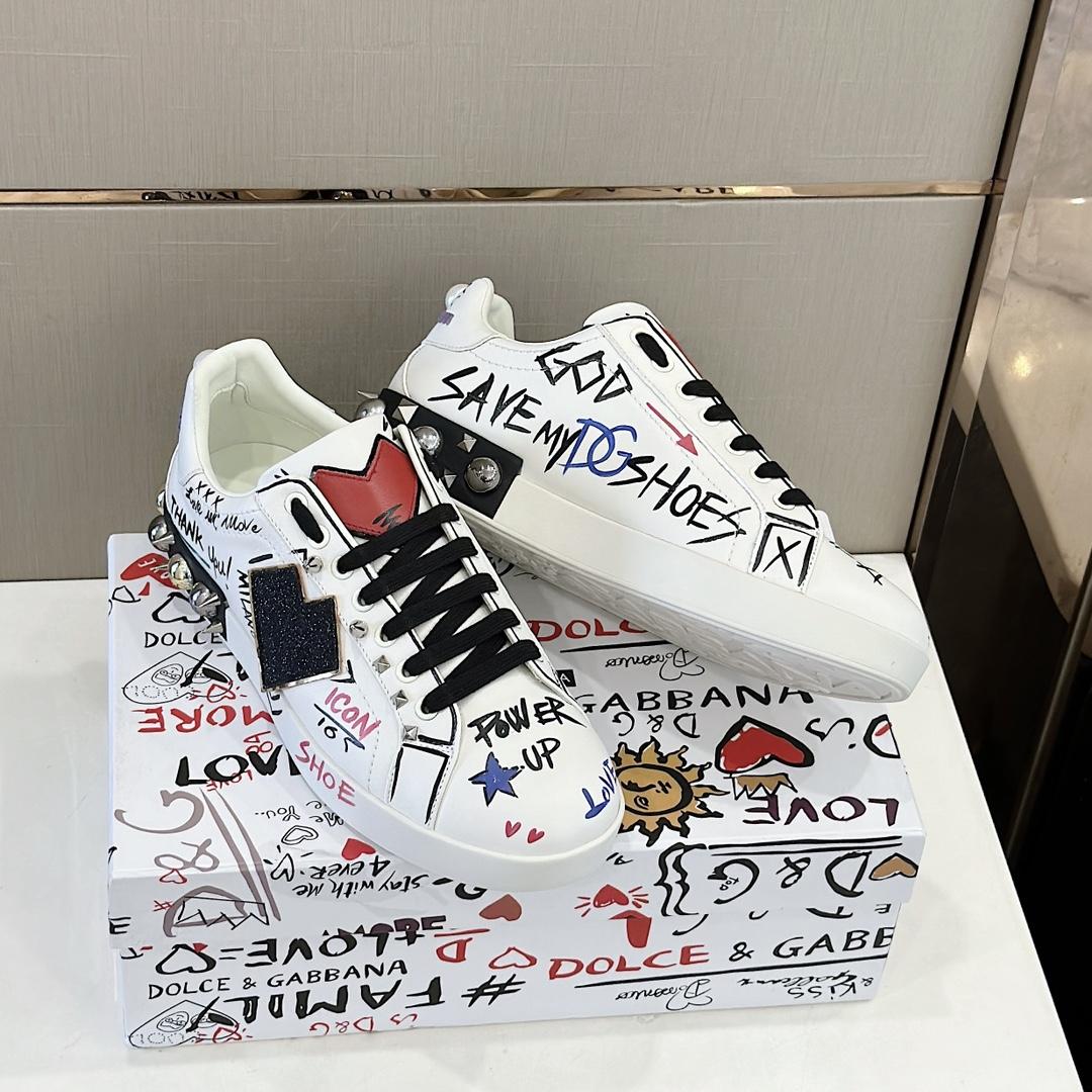 Dolce & Gabbana Printed Calfskin Portofino Sneakers - DopestKickz