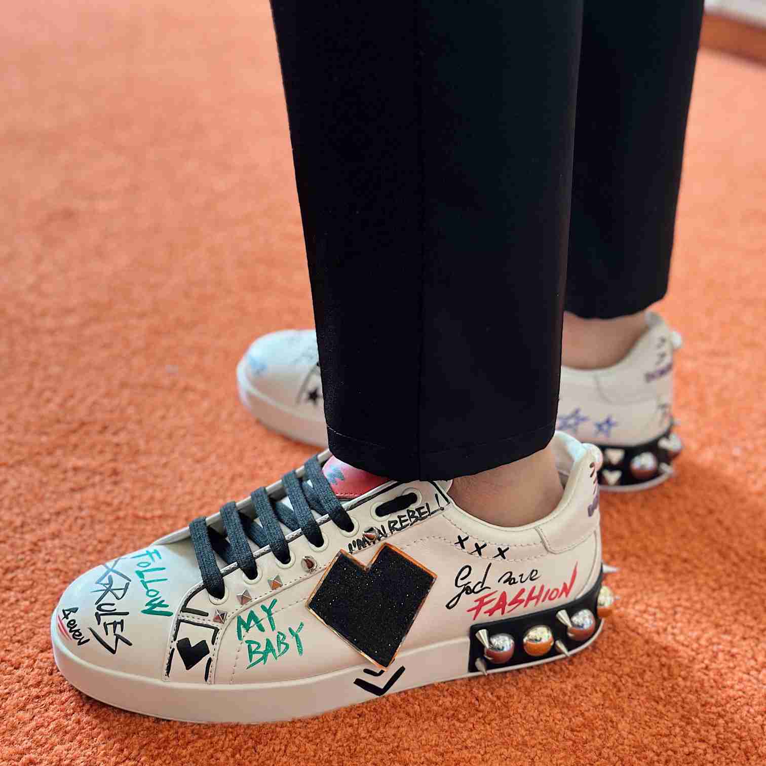 Dolce & Gabbana Printed Calfskin Portofino Sneakers - DopestKickz