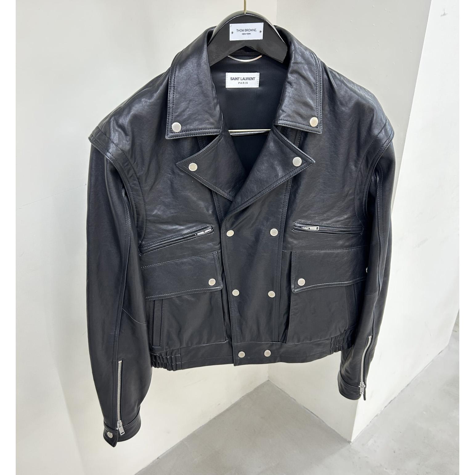 Saint Laurent Biker Jacket In Vintage Crinkled Lambskin - DopestKickz