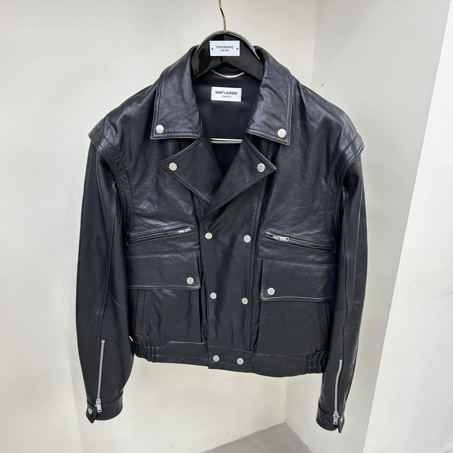 Saint Laurent Biker Jacket In Vintage Crinkled Lambskin - DopestKickz