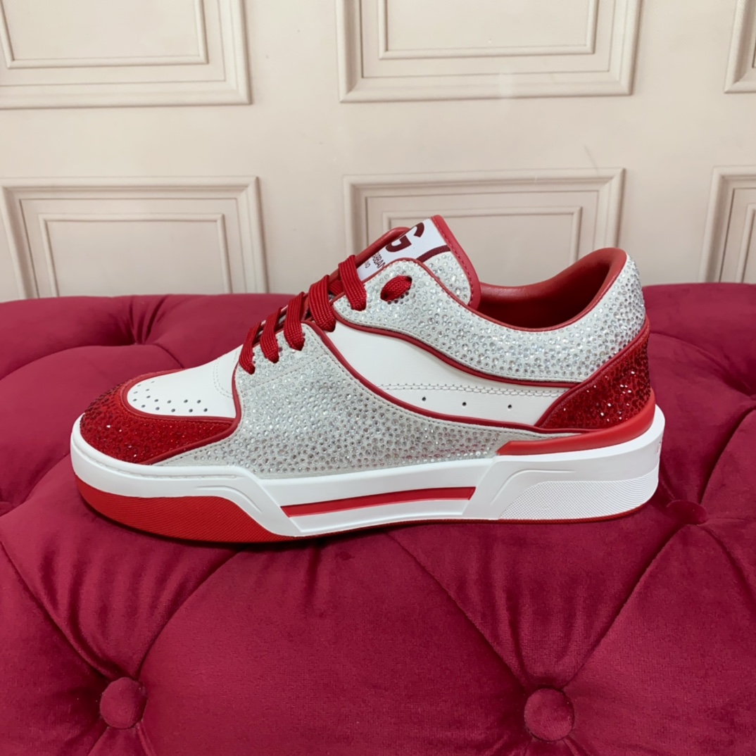 Dolce & Gabbana Crystal-embellished Leather Sneakers - DopestKickz