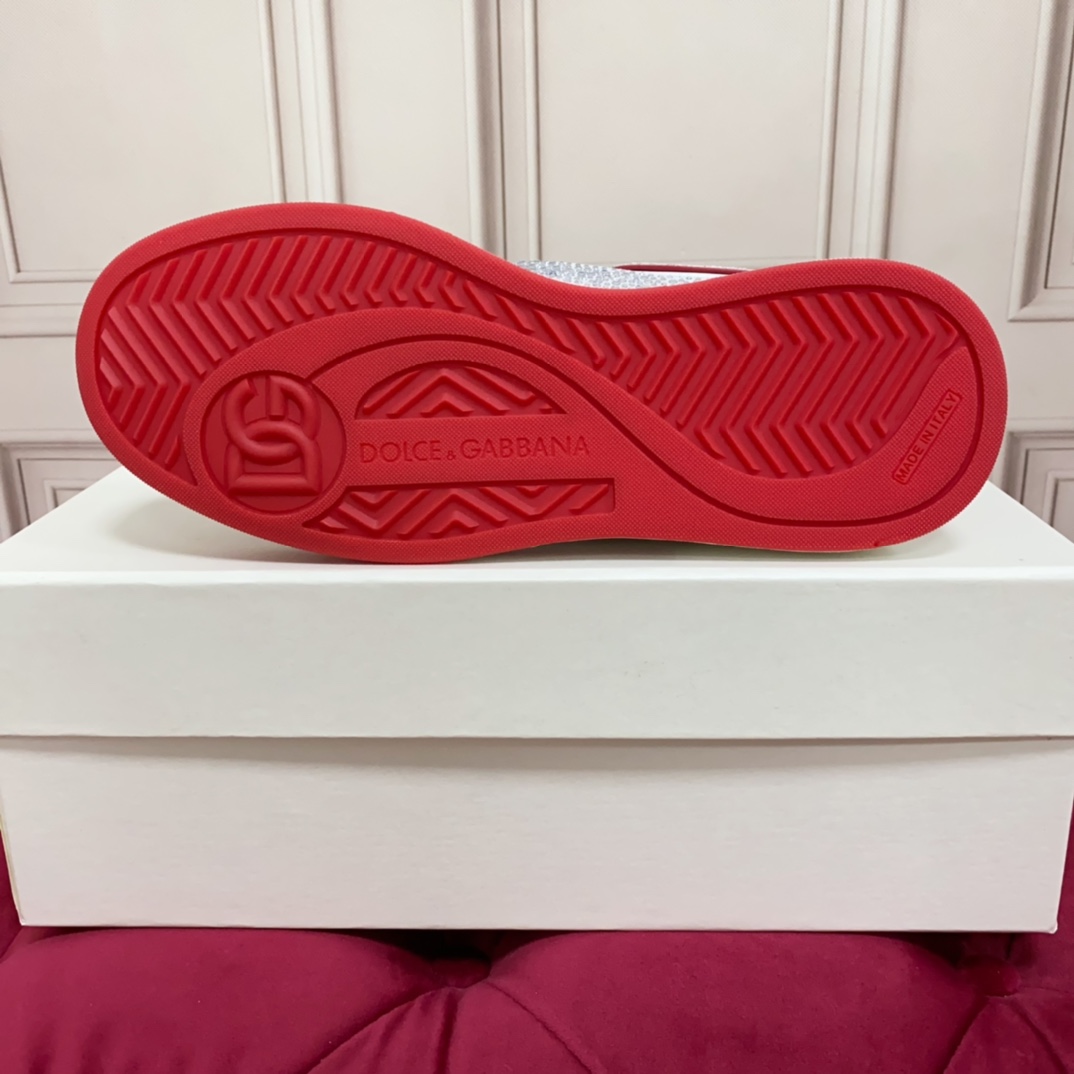 Dolce & Gabbana Crystal-embellished Leather Sneakers - DopestKickz