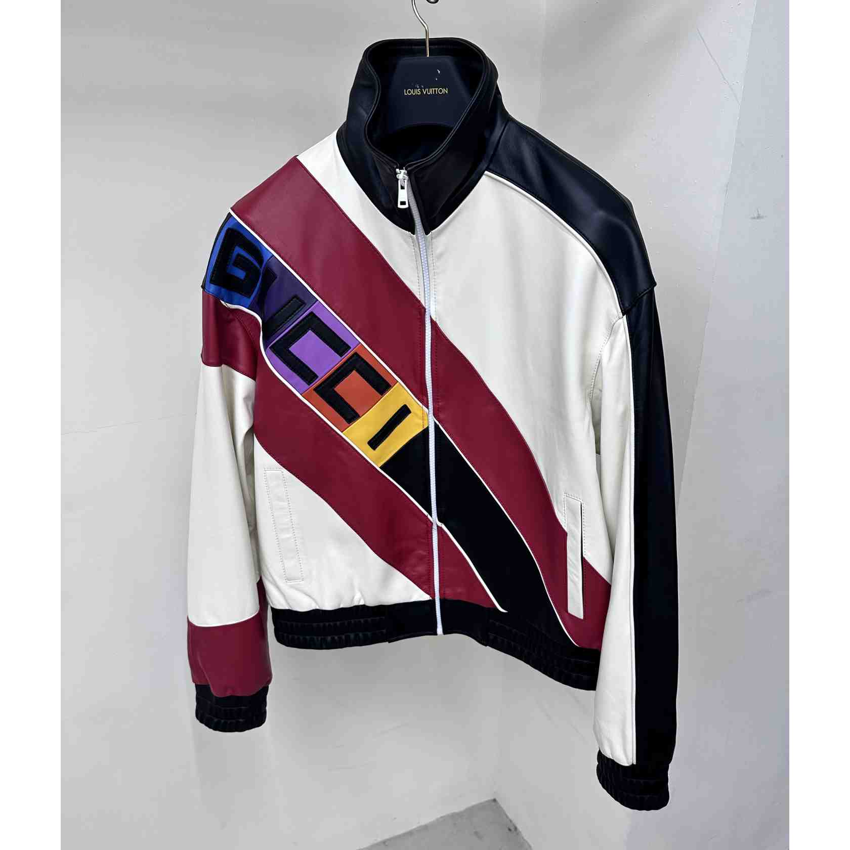 Gucci Leather Bomber Jacket With Gucci Lettering - DopestKickz