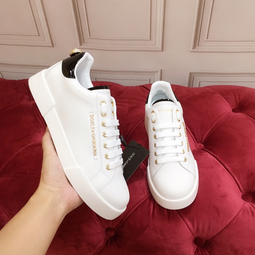 Dolce & Gabbana White Portofino Trainers With Pearl - DopestKickz