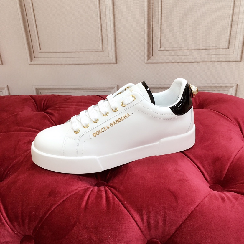 Dolce & Gabbana White Portofino Trainers With Pearl - DopestKickz