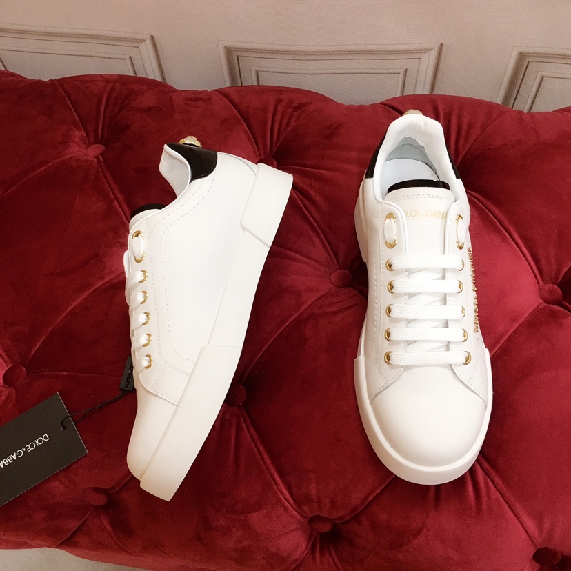 Dolce & Gabbana White Portofino Trainers With Pearl - DopestKickz