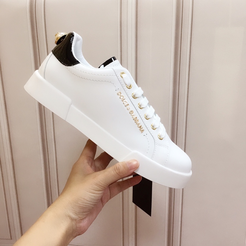 Dolce & Gabbana White Portofino Trainers With Pearl - DopestKickz