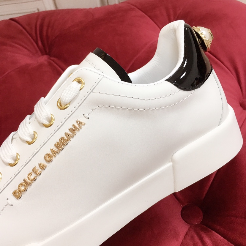 Dolce & Gabbana White Portofino Trainers With Pearl - DopestKickz