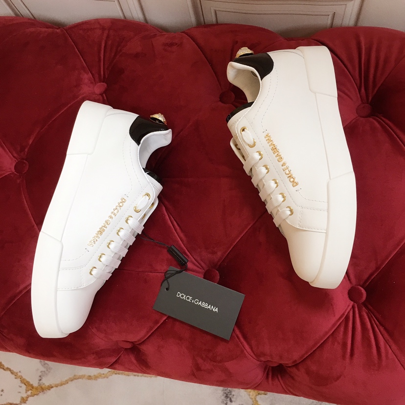 Dolce & Gabbana White Portofino Trainers With Pearl - DopestKickz