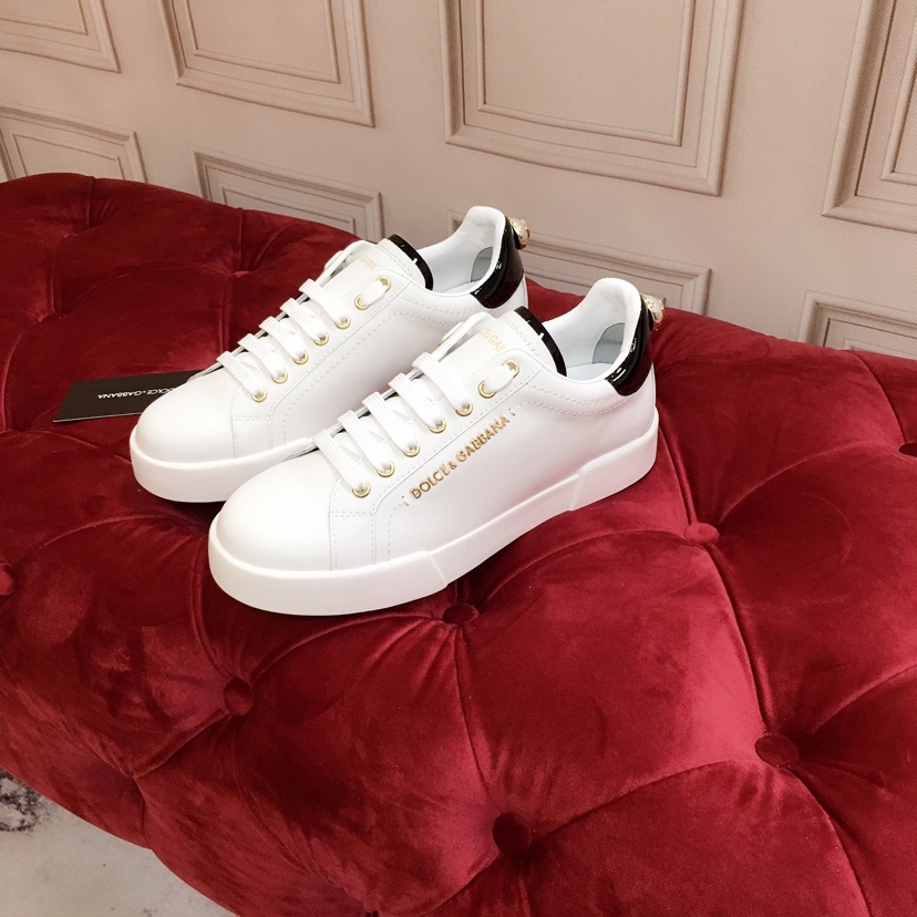 Dolce & Gabbana White Portofino Trainers With Pearl - DopestKickz