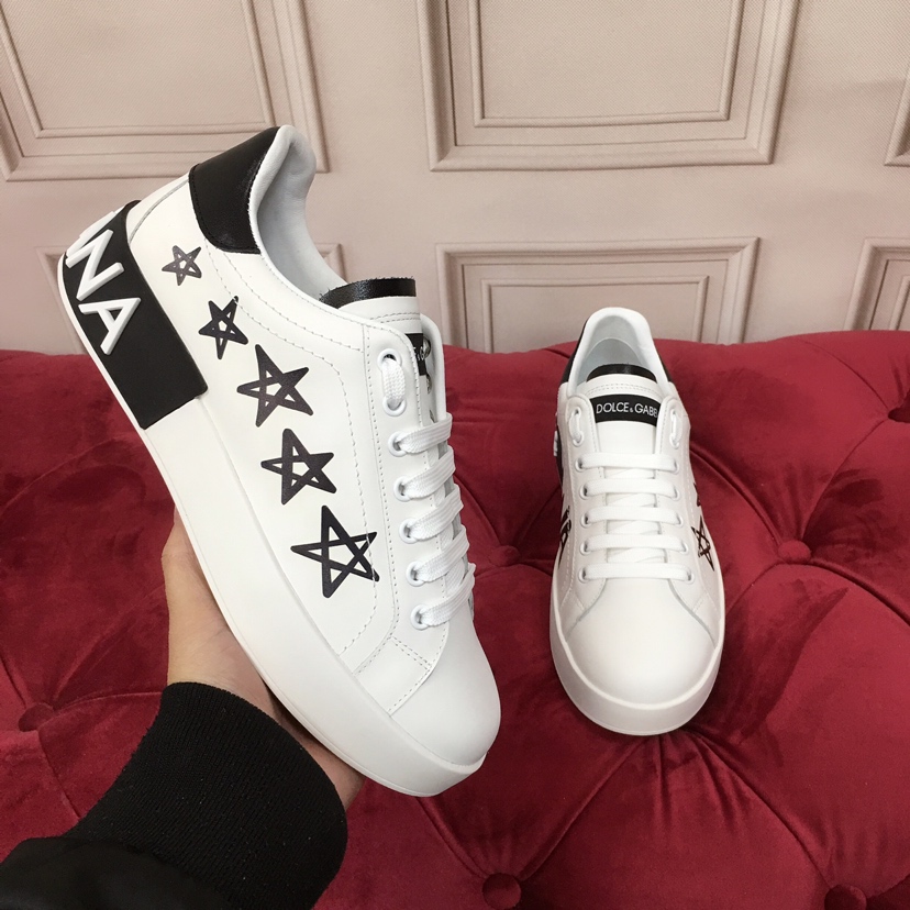 Dolce & Gabbana White Portofino Stars Sneakers - DopestKickz