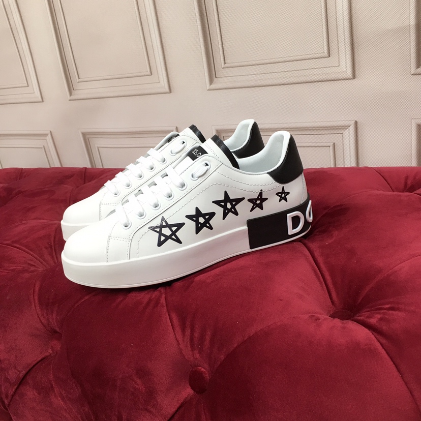 Dolce & Gabbana White Portofino Stars Sneakers - DopestKickz