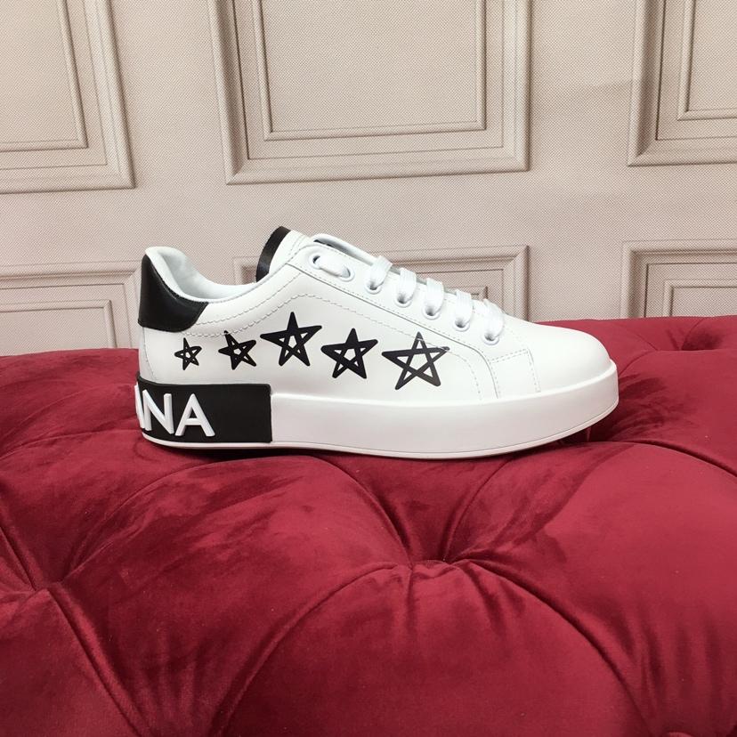 Dolce & Gabbana White Portofino Stars Sneakers - DopestKickz