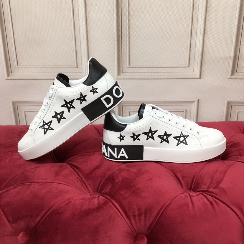 Dolce & Gabbana White Portofino Stars Sneakers - DopestKickz