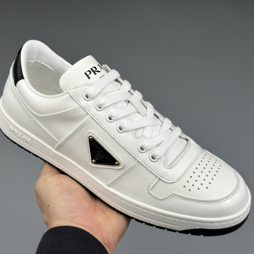 Prada Downtown Perforated Leather Sneakers - DopestKickz
