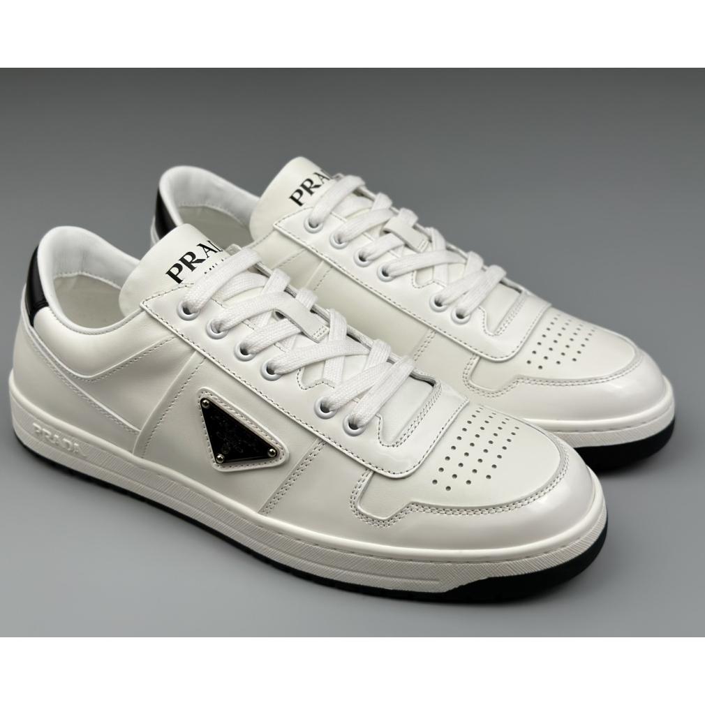 Prada Downtown Perforated Leather Sneakers - DopestKickz